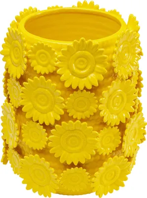 Dekorative Vase mit Sonnenblumenmotiv, Gelb, 30 cm, Porzellan