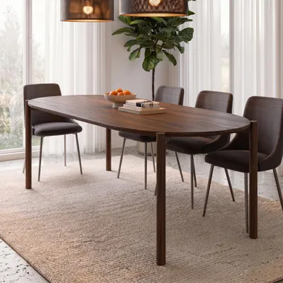 Produktbild von Esstisch SALEM aus massivem Akazienholz 200 x 90 cm, Dunkelbraun - Ovaler Esszimmertisch mit natürlicher Maserung, Küchentisch mit stabilen Rundbeinen, Massivholztisch für Esszimmer & Wohnküche