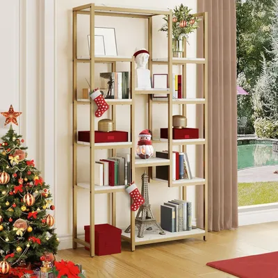 Produktbild von Bücherregal 5 Ebenen Weiß Metall 30 x 100 x 180 cm