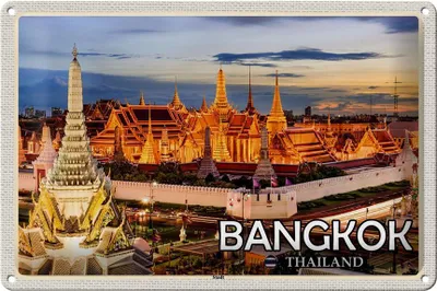 Produktbild von Blechschild Reise 30x20cm Bangkok Thailand Tempel Sonnenuntergang
