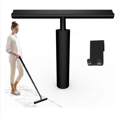 Produktbild von Famanu Duschabzieher mit Halter - Teleskopstange, Schwarz