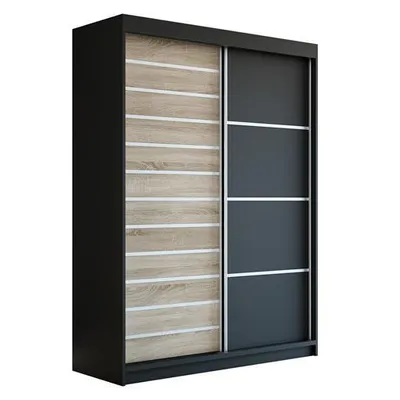 Productafbeelding van Schuifdeurschrank, 2 deuren. Moderne garderobe voor kleding. Verschillende kleuren (wit, zwart, sonoma). Kleerkast COLIN, 160 cm