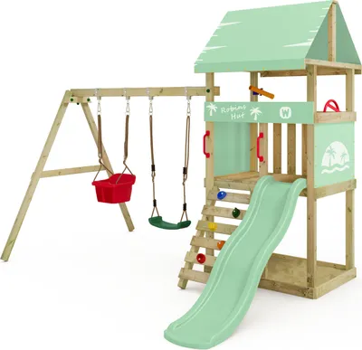 Produktbild von Spielturm Wickey DinkyHouse mit Rutsche und Doppelschaukel in Hellgrün