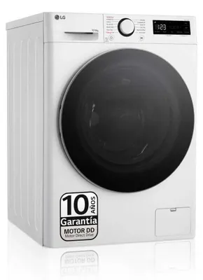 Produktbild von LG F4DR6010A1W, Frontlader, Freistehend, Weiß, Links, Schwarz, Drehregler, Berührung