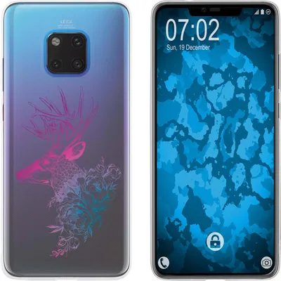 Produktbild von PhoneNatic Case kompatibel mit Huawei Mate 20 Pro Silikon-Hülle Floral Hirsch M7-6