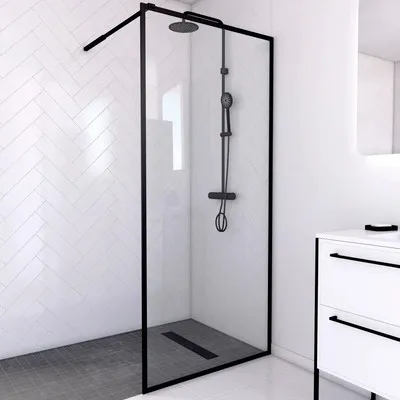 Obrázok produktu pre Walk In Aurlane 90 cm farba rámu čierna dekor skla číre sklo FAC215