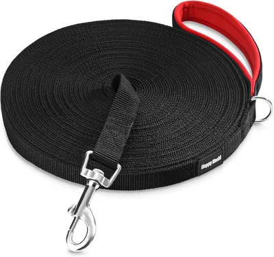 Produktbild von Hundeleine 33 m, schwarz Nylon, freihändig mit Griff, zum Joggen