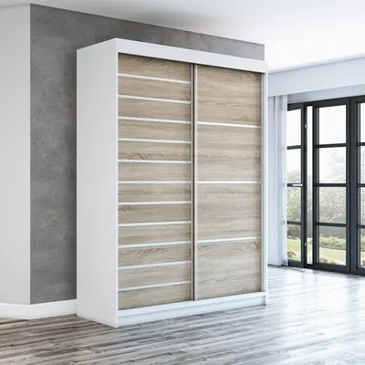 Produktbild von Schwebetürenschrank COLIN  2-türig Schrank 160 cm (Weiß, Schwarz, Sonoma)