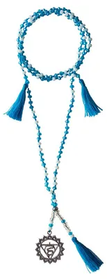 Produktbild von Chakra Mala "Vishuddhi Chakra" Glasperlen, Metall () türkis/ weiß 48cm