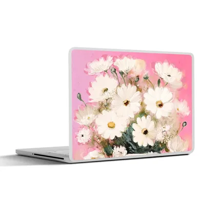 Produktbild von MuchoWow® Laptop Aufkleber Sticker Cover Blumen - Vase - Pflanzen - Weiß 30x21 cm - Sticker für Laptop - Selbstklebend