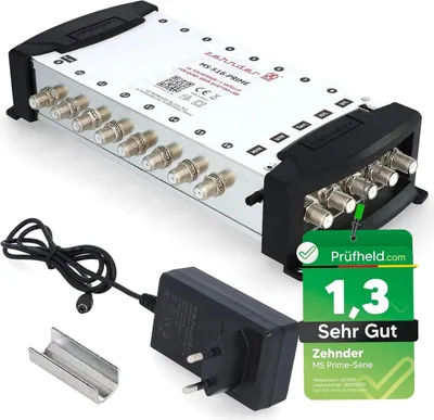 Produktbild von ZEHNDER 5/16 Multischalter für Quattro & Quad LNB, Multiswitch für 1 Satelliten & 16 Teilnehmer (TV, Sat Receiver), 4K Digital Matrix Sat Verteiler, Schüssel Spiegel Antenne