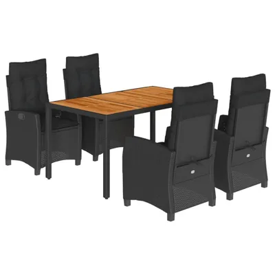 Obrázek produktu pro vidaXL 5dílný zahradní jídelní set s polštáři Black Poly Rattan