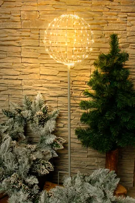 Obrázok produktu pre LED svietiaca guľa 30 cm skladacia so zemným hrotom záhradná zástrčka Vianočné osvetlenie LED guľa 200 LED
