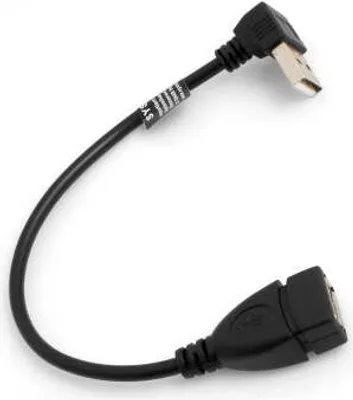 Produktbild von SYSTEM-S USB Kabel 2.0 Typ A (male) 90° gewinkelt Aufwärts Winkel auf USB 2.0 Typ A (female) Ladekabel Datenkabel Verlängerungskabel 20 cm