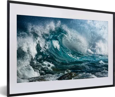 Produktbild von MuchoWow® MuchoWow® Gerahmtes Poster Meer - Golf - Wasser 60x40 cm - Poster mit zchwarzem Bilderrahmen - Schlafzimmer - Plakat in Rahmen - Drucken
