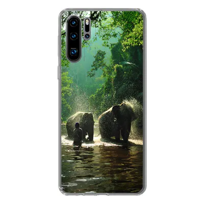 Produktbild von MuchoWow® Handyhülle Schutzhülle Hülle für Huawei P30 Pro Elefant - Wasser - Bäume - Grün - Tiere Silikon Softcase Handy Hülle - Schutzdeckel