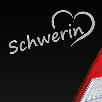 Produktbild von Auto Aufkleber Schwerin Herz Stadt City Liebe Love Heimat 19x8 cm Silber Sticker Heckscheibenaufkleber