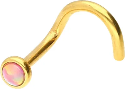 Produktbild von Nasenpiercing, Nasenstecker Chirurgenstahl Nasenstecker Spirale DISC + SYNTHETISCHER OPAL