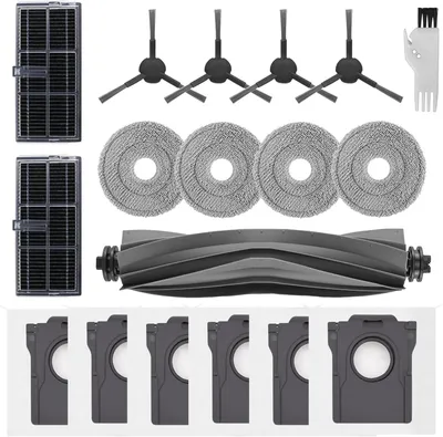 Produktbild von Zubehör Ersatz für Dreame L10s Ultra Gen 2, L10s Pro Ultra Heat, L40 Ultra AE, Mova E30 Ultra Saugroboter, 1 Hauptbürste, 2 HEPA Filter, 4 Seitenbürsten, 4 Wischtücher, 6 Staubbeutel