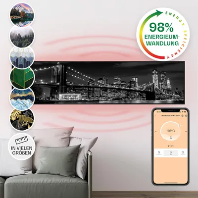 Image de Klarstein Radiateur Infrarouge Mural Intelligent, Chauffage Infrarouge 350W, Panneau Chauffant Infrarouge, APP Mobile, Radiateur Electrique Extra Plat, Salle de Bain, Sans CO2, Faible Conso d'Energie