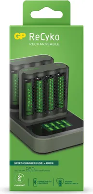 Imagen del producto de GP Batteries ReCyko M451, batería de níquel-metal hidruro (NiMH), tipo AA y AAAA, pack de 8 unidades