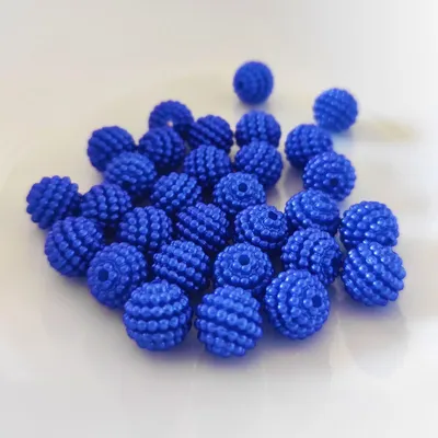 Zdjęcie produktu dla Okrągłe akrylowe koraliki bąbelkowe, 10 mm, 30 sztuk, niebieskie
