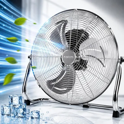 Produktbild von MPM Bodenventilator 45 cm 100 W Chrom Silber – Leistungsstarker Luftzirkulator mit 3 Stufen, 120° Neigung, Metallgehäuse