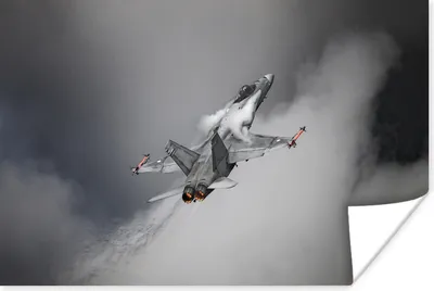 Produktbild von MuchoWow® Poster Düsenjäger am grauen Himmel und in den Wolken 180x120 cm - Fotoplakat