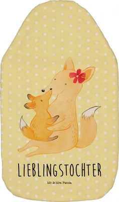 Produktbild von Mr. & Mrs. Panda Wärmflasche Fuchs Mama - Gelb Pastell - Geschenk, Tochter, gummi, Wärmekissen, mit Bezug, Schoß, Flauschige, Wärmflaschen, Muttertag