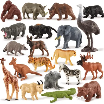Productafbeelding van Wilde jungledier speelset, 20 stuks safari-dierenfiguren voor kinderen