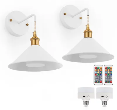 Produktbild von LED Wandleuchte Weiß Gold Kabellos RGBCW 2er-Pack 22,5 cm