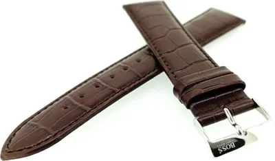 Produktbild von Hugo Boss Herren | Uhrenarmband 22mm Leder dunkelbraun Krokoprägung | 1513532