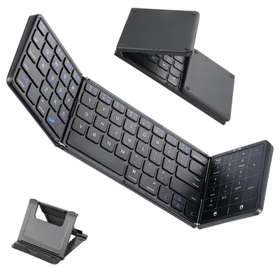 Immagine prodotto di Tastiera pieghevole con touchpad, mini tastiera wireless Bluetooth silenziosa