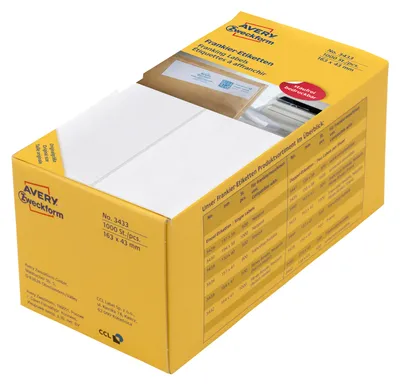 Immagine prodotto di Avery Zweckform® 3433 3433 Etichette per affrancatura - doppie, 163 x 43 mm, 1.000 etichette