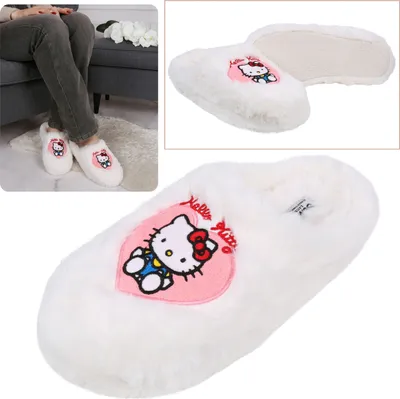 Produktbild von Hello Kitty Weiße Damenpantoffeln/Hausschuhe, warm, weich, rutschfest 36-37 EU