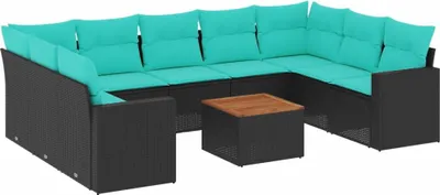Produktbild von "im Sonderangebot" 10-tlg. Garten-Sofagarnitur moderne - Gartenmöbel Sets - Gartengarnitur - mit Kissen Schwarz Poly Rattan - NeuMöbel2012959