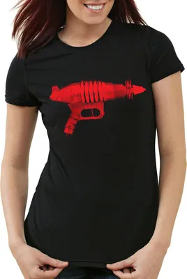 Produktbild von style3 Sheldon Space Gun Damen T-Shirt, Farbe:Schwarz, Größe:L