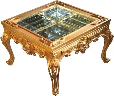 Produktbild von Casa Padrino Barock Couchtisch Gold verspiegelt mit aufklappbarem Glasdeckel 67 x 67 cm - Repräsentativer Wohnzimmertisch in Antik-Optik
