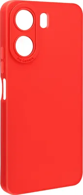 A red phone case is shown from a side angle.