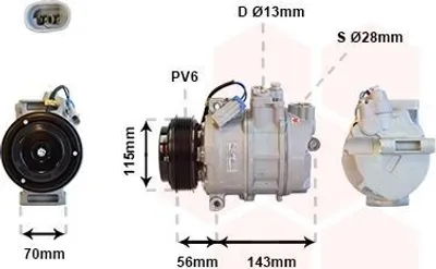 Produktbild von VAN WEZEL 3700K357 7SBU16C Klimaanlage Klimakompressor PAG 46 R134a für OPEL Zafira A (T98)