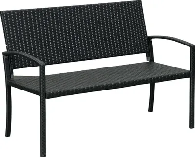 Produktbild von Outsunny Gartenbank, 2-Sitzer Sitzbank in Rattanoptik Parkbank bis 240 kg Stahl
