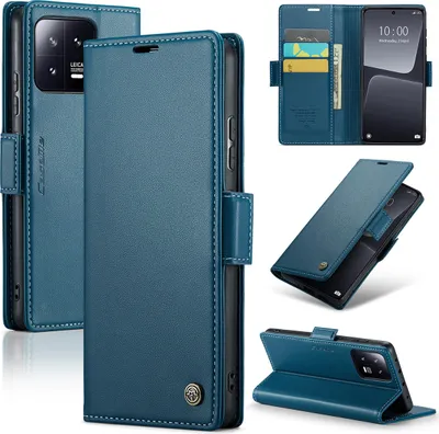 Produktbild von Xiaomi 13 Hülle, Leder Brieftasche Kartenfach Schutzhülle mit Standfunktion für Xiaomi 13 Blau