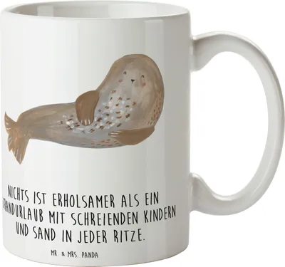 Produktbild von Mr. & Mrs. Panda Kaffeebecher Sommerchaos - Weiß - Geschenk, Summer Vibes, Wetter während des Jahres, Sommergefühle, Kuscheln, Feelings, Sommerferien, Blühende Blumen