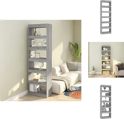Zdjęcie produktu dla vidaXL Regał/przegroda do pokoju szary Sonoma 60x30x198 cm - Regały i biblioteczki
