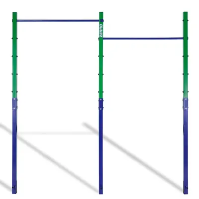 Produktbild von ZERRO 2 Stk. Reckstange Outdoor Turnreck doppelte Turnstange höhenverstellbar bis 150 kg Grün-Blau
