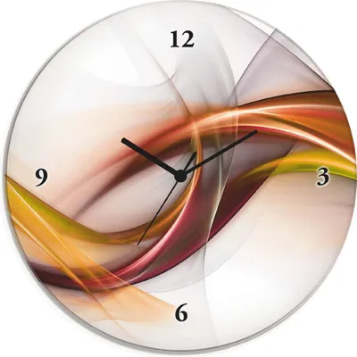 Produktbild von ARTland Glas Wanduhr Quarzuhr - schwarzer Zeiger Abstraktes Design Orange Größe: 30x30 cm