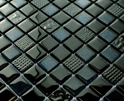 Produktbild von Schwarzes Glasmosaik mit Glitzer, schwarze Mosaikfliese für die Wand