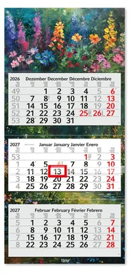 Produktbild von Timr 3-Monatskalender 2027 - Wandkalender 3 Monate I Motiv Blumen I tr448