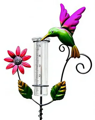 Produktbild von Bunter Regenmesser für Garten mit Metallständer, Erdspieß und frostfestem Design, dekorativ für Terrasse, Rasen & Balkon, Geschenkidee