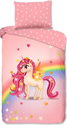 Produktbild von Good Morning Kinder Bettwäsche mit Einhorn- 140x200 cm- 100% Baumwolle
